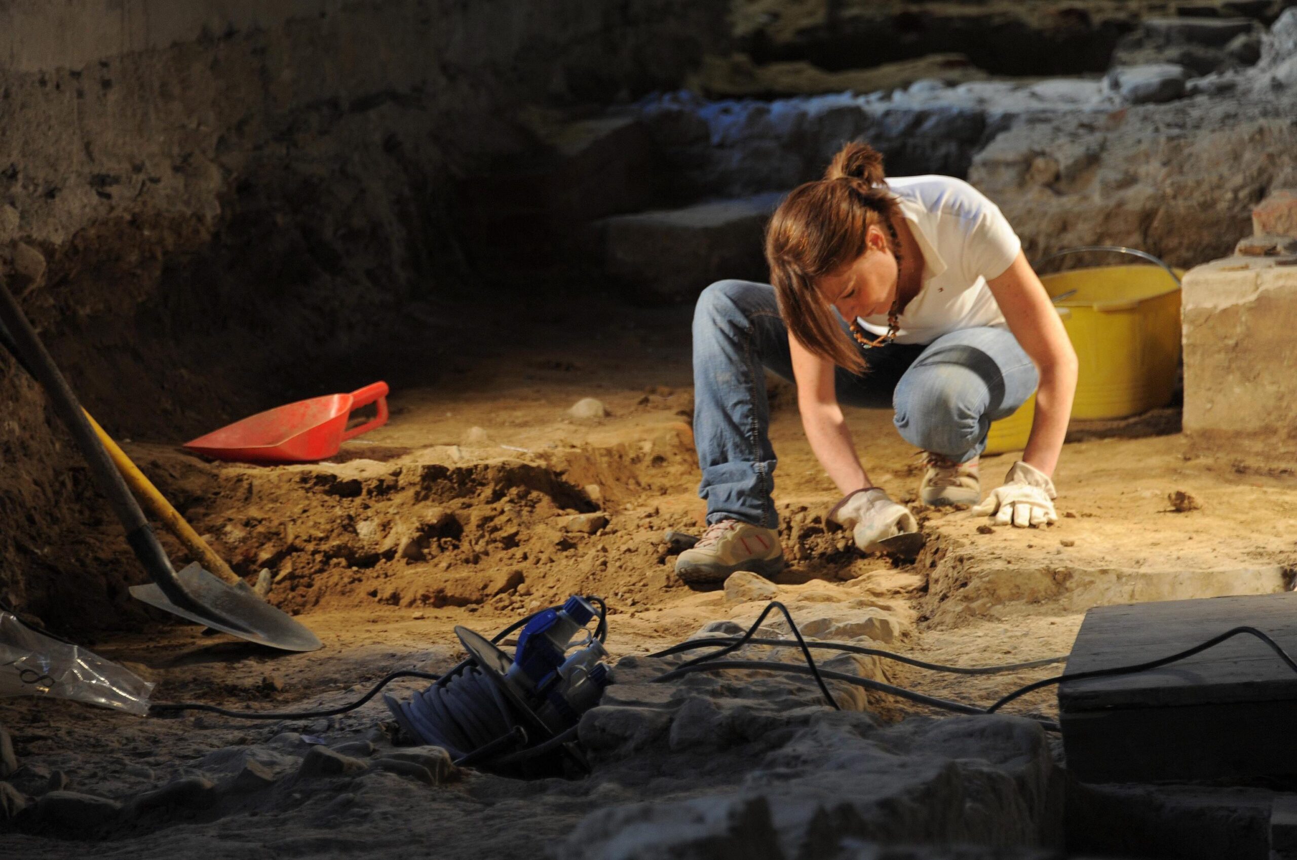 Researchers resume works at the base of an altar found in the former convent of St. Ursula