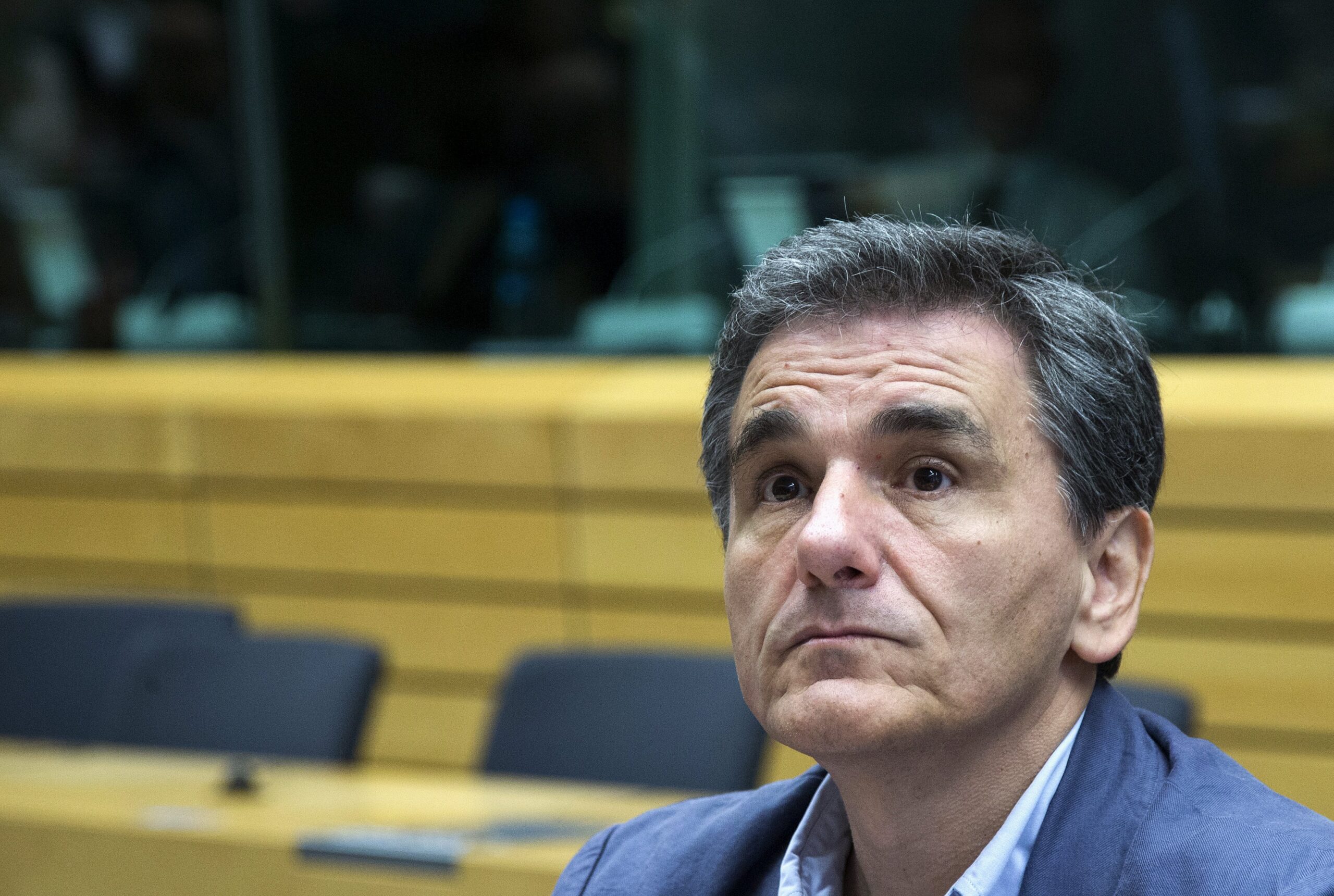 Newly appointed Greek Finance Minister Tsakalotos attends a euro zone finance ministers meeting on the situation in Greece in Brussels