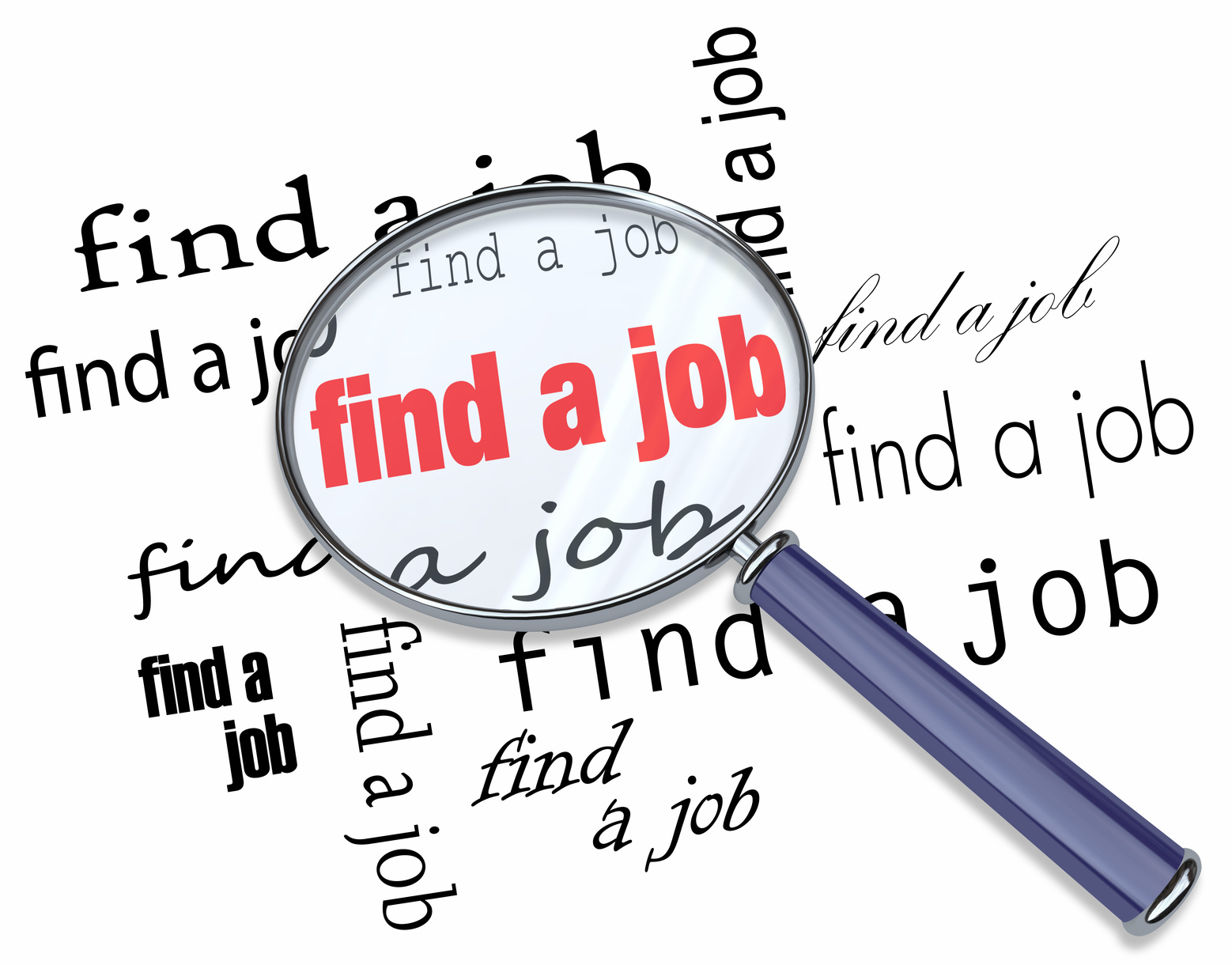 Find a Job - Magnifying Glass on Words